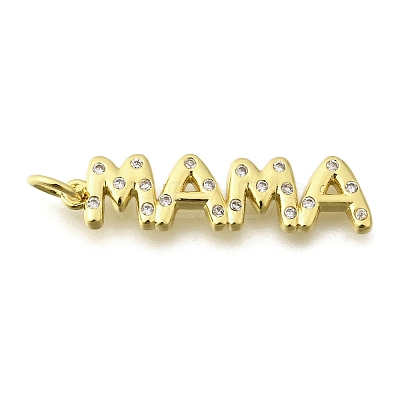 Mother's Day Brass Micro Pave Cubic Zirconia Pendants X-KK-V007-26G-1