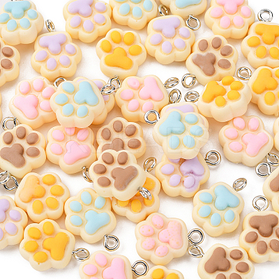 40Pcs 5 Colors Opaque Resin Pendants RESI-CJ0002-31-1