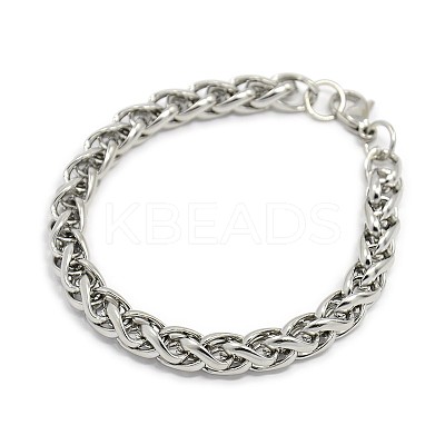 Tarnish Resistant Trendy 304 Stainless Steel Wheat Chain Bracelets LS-STAS-A028-B003P-1