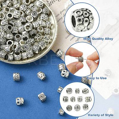 100Pcs 10 Styles Tibetan Style Alloy European Beads FIND-CJ0003-72-1