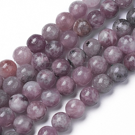 Natural Lepidolite/Purple Mica Beads Strands X-G-G770-04A-8mm-1