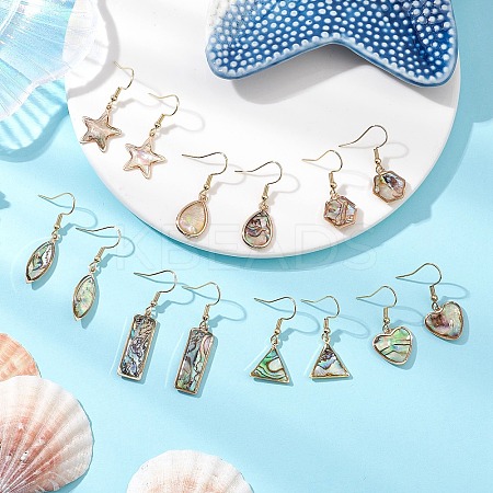 Natural Paua Shell Dangle Earrings EJEW-JE06274-1