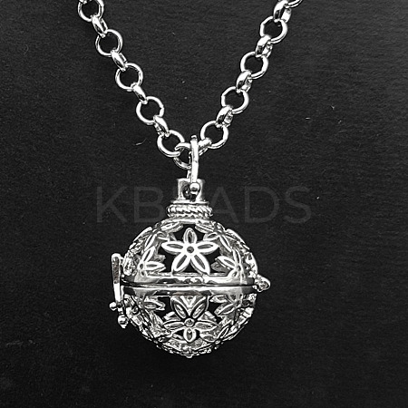 Hollow Heart Alloy Cage Pendant Necklaces SW2952-2-1