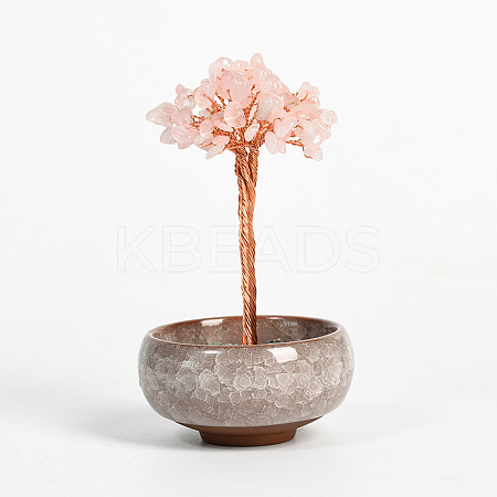 Natural Rose Quartz Chips Tree Display Decorations PW23051675806-1