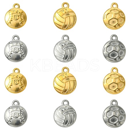 12Pcs 6 Styles 304 Stainless Steel Pendants STAS-CJ0002-88-1