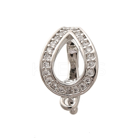 Rack Plating Brass Micro Pave Clear Cubic Zirconia Fold Over Clasps KK-H508-03P-1