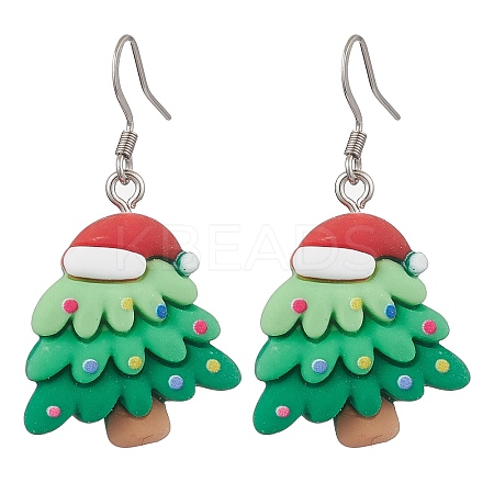 Christmas Resin Dangle Earrings EJEW-JE06090-1