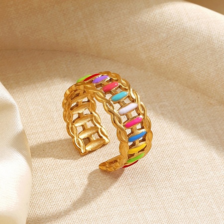 304 Stainless Steel Cuff Open Rings for Women RJEW-I113-02G-03-1