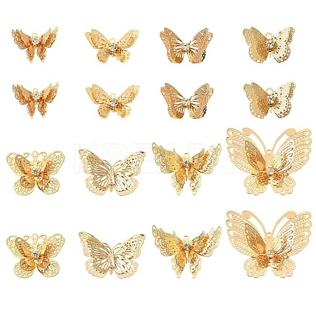 16Pcs 8 Styles Brass Pendants KK-CJ0002-58-1