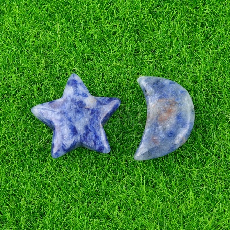 Natural Blue Spot Jasper Healing Moon & Star Ornaments PW-WG13036-02-1
