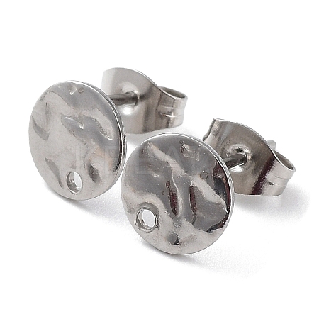Non-Tarnish 201 Stainless Steel Flat Round Stud Earring Findings STAS-K259-19A-P-1