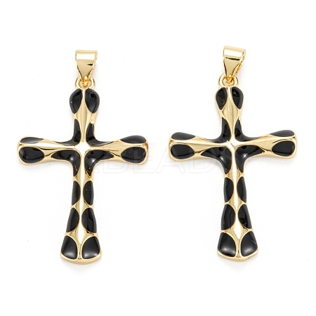 Brass Enamel Pendants KK-M220-06G-B-1