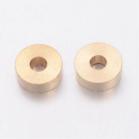 Golden Brass Rondelle Spacer Beads X-KK-EC859-1G-1