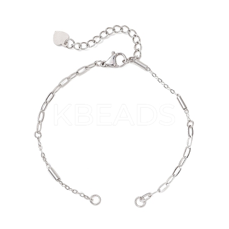304 Stainless Steel Column Link Paperclip Chain Bracelet Making AJEW-JB01518-1