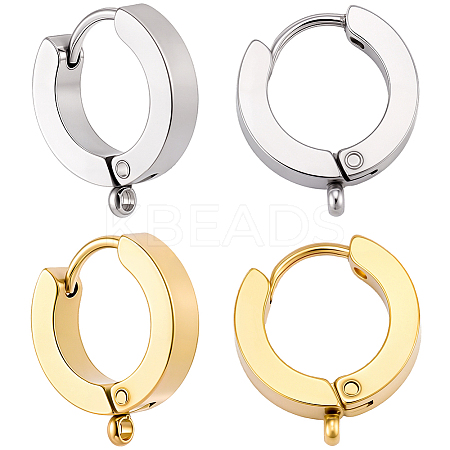 16Pcs 2 Colors 304 Stainless Steel Huggie Hoop Earrings Findings STAS-BBC0009-68C-1