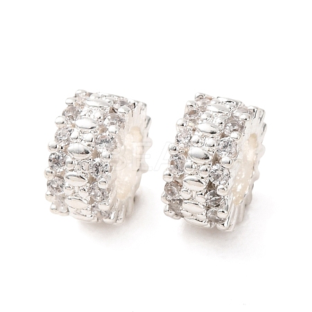 Brass Micro Pave Clear Cubic Zirconia European Beads CU-H003-01S-1