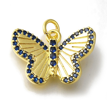 Rack Plating Brass Micro Pave Cubic Zirconia Pendant KK-H485-07G-02-1