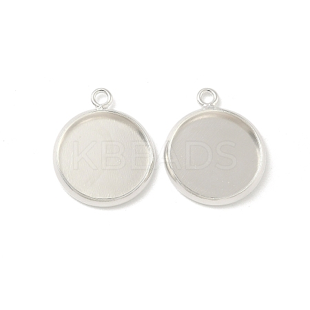 Flat Round Brass Pendant Cabochon Settings X-KK-K414-14E-S-1
