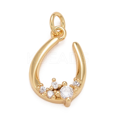 Rack Plating Brass Clear Cubic Zirconia Pendants KK-M229-30G-1