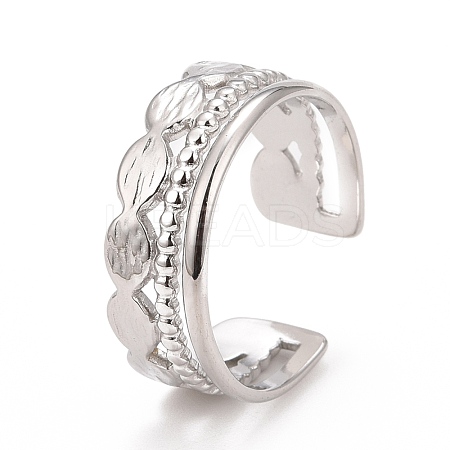 Non-Tarnish 304 Stainless Steel Oval Wrap Open Cuff Ring for Women RJEW-C025-11P-1