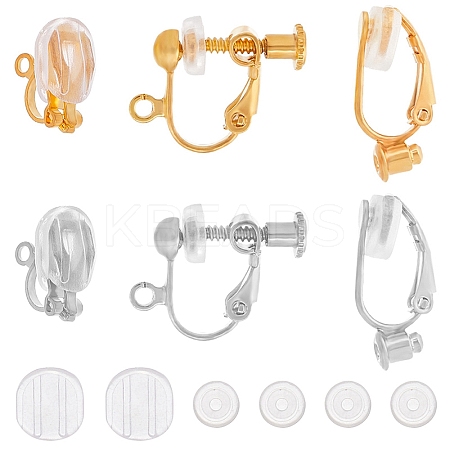 24Pcs 6 Style Brass Clip-on Earring Findings DIY-SC0021-30-1