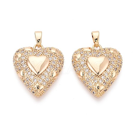 Brass Micro Pave Cubic Zirconia Pendants KK-T073-40G-1