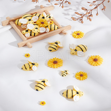 36Pcs 6 Styles Plastic & Resin Cabochons FIND-LP0003-73-1