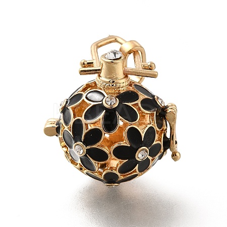 Alloy Crystal Rhinestone Bead Cage Pendants ENAM-M047-04G-B-1