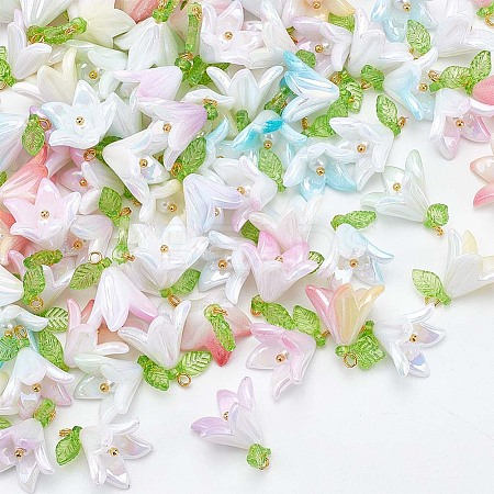 100Pcs Opaque Acrylic Pendants PALLOY-WR00010-1