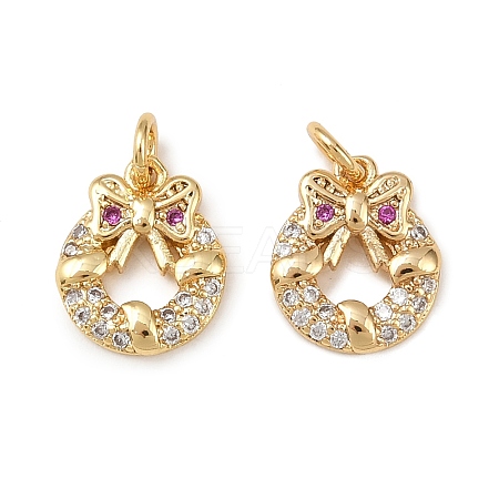 Christmas Brass Micro Pave Cubic Zirconia Charms KK-L255-18G-02-1