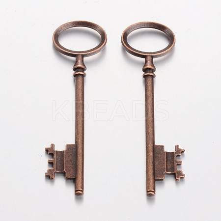 Tibetan Style Alloy Skeleton Key Large Pendants LS-TIBEP-S105-R-RS-1