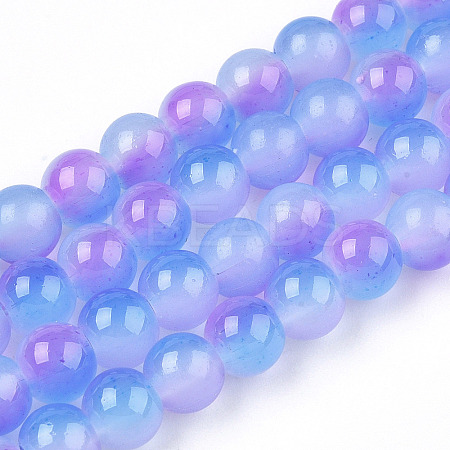 Baking Paint Imitation Jade Glass Round Bead Strands X1-DGLA-N003-10mm-01-1