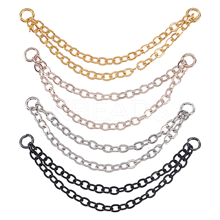 8Pcs 4 Colors Stainless Steel Cartilage Earrings with Double Dangle Chains AJEW-ME0001-50-1