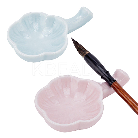 2Pcs 2 Colors Ceramic Brush Holder DIY-PH0023-06-1