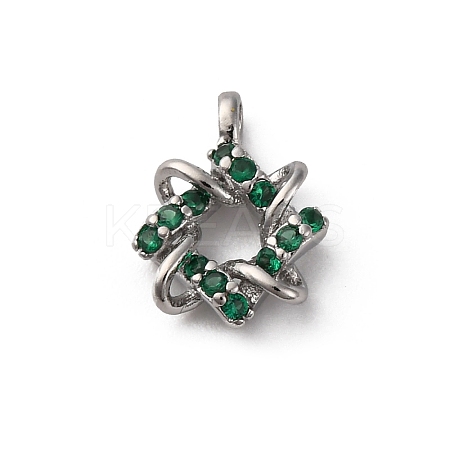 Brass Micro Pave Cubic Zirconia Pendants KK-Q070-01F-P-1