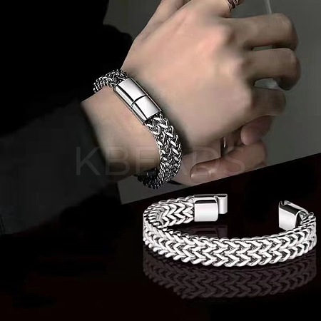 Punk Style 304 Stainless Steel Curb Chain Bracelets for Men WGFAED6-02-1