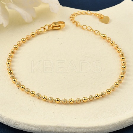 Rack Plating Brass Round Beaded Bracelets for Women BJEW-G735-01G-1