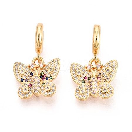 Brass Micro Pave Cubic Zirconia European Dangle Charms KK-N271-21G-1