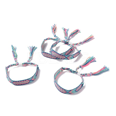 Polyester-cotton Braided Rhombus Pattern Cord Bracelet FIND-PW0013-001A-02-1