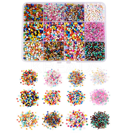 180g 12 Colors Glass Seed Beads SEED-TA0001-35-1