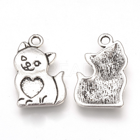 Tibetan Style Alloy Kitten Pendant Enamel Settings TIBEP-T002-133AS-RS-1