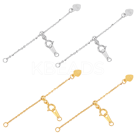 4Pcs 2 Colors 925 Sterling Silver Chain Extenders STER-HY0001-04-1