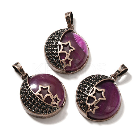 Natural Orchid Banded Agate(Dyed & Heated) Pendants G-P560-01R-15-1