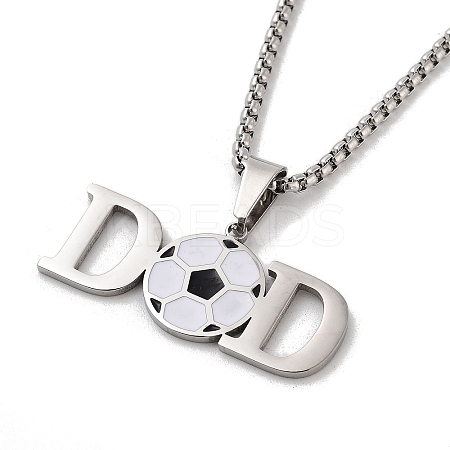 202 Stainless Steel Enamel Box Chain Sport Ball Pendant Necklaces for Men NJEW-K380-01A-01-1