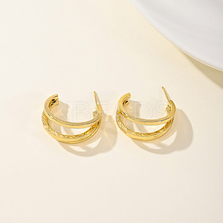 Fashionable 201 Stainless Steel C-Shaped Stud Earrings YR1591-1