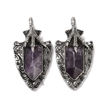 Natural Amethyst Faceted Big Pendants G-L524-03AS-07-1