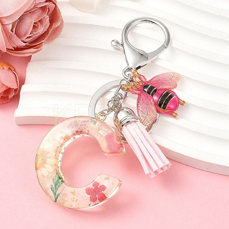 Resin & Acrylic & Faux Suede Tassel Keychain KEYC-YW00125-03-1