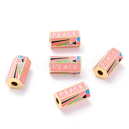 Brass Enamel Beads KK-M218-09-RS-1