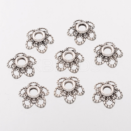 5-Petal Flower Tibetan Silver Fancy Bead Caps LS-AA484-1