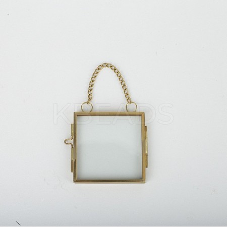 Mini Brass Wall Hanging Photo Frame for Pressed Flower with Chain ODIS-H002-05G-08-1